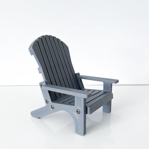 4 Charcoal Miniature Adirondack Chairs Round Firepit W/Flickering Logs 1:6 Scale - Picture 6 of 9